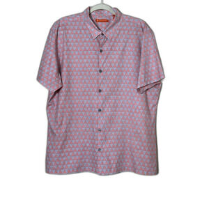 Tori Richard Hawaiian Shirt Mens Short Sleeved Pink Blue Geometric Print XL